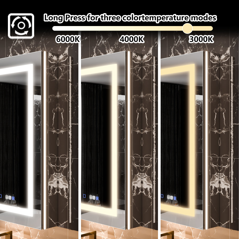 Smart LED Medicine Cabinet with GFCI Outlet & Blum Hinges, Built-in High-Power Outlet , 24*36inch , Stepless Dimming & Anti-Fog , Integrated Design , Multifunctional Bathroom Storage , Left Hinge