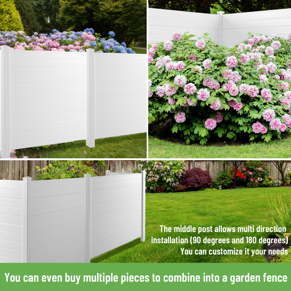 Privacy Fence Panels Kit  Air Conditioner Trash Can Enclosure  Vinyl  white color