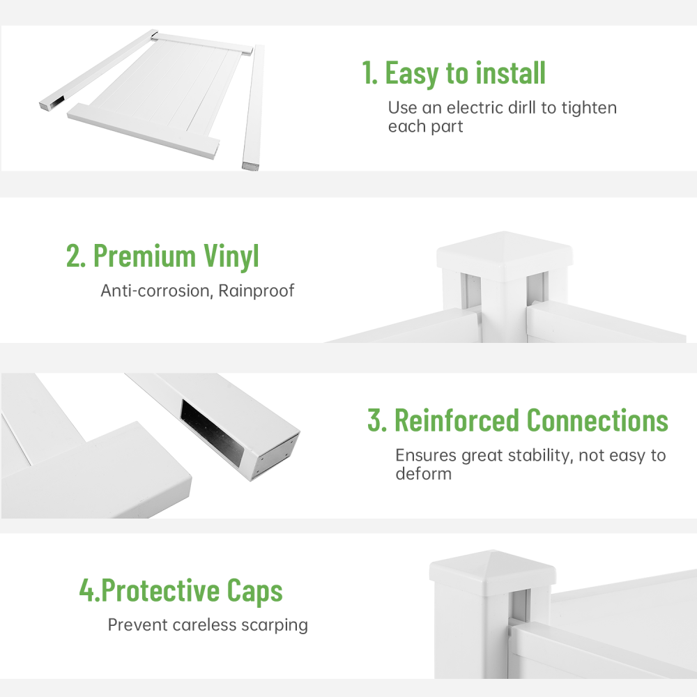 Privacy Fence Panels Kit  Air Conditioner Trash Can Enclosure  Vinyl  white color