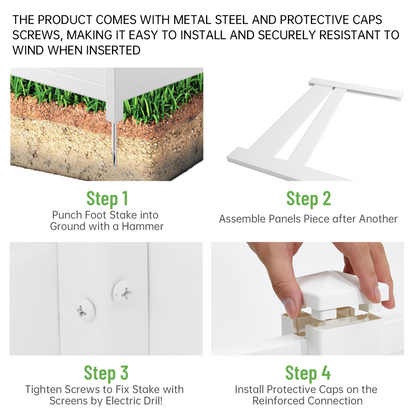 Privacy Fence Panels Kit  Air Conditioner Trash Can Enclosure  Vinyl  white color