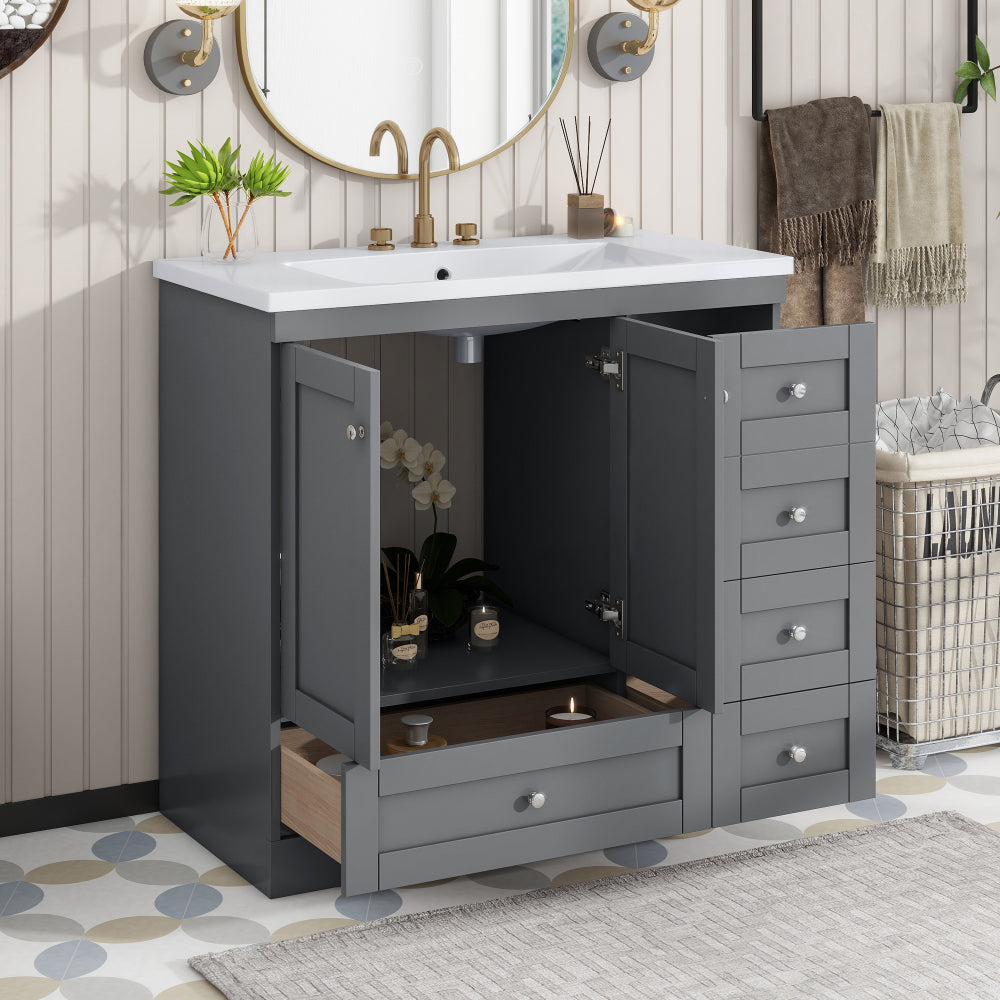 [Cabinet Only] 36" Gray Bathroom Vanity(Sink not included)