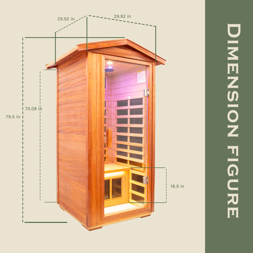 One person Far infrared Khaya outdoor sauna room