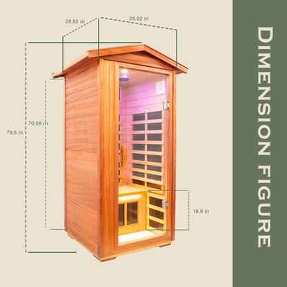 One person Far infrared Khaya outdoor sauna room