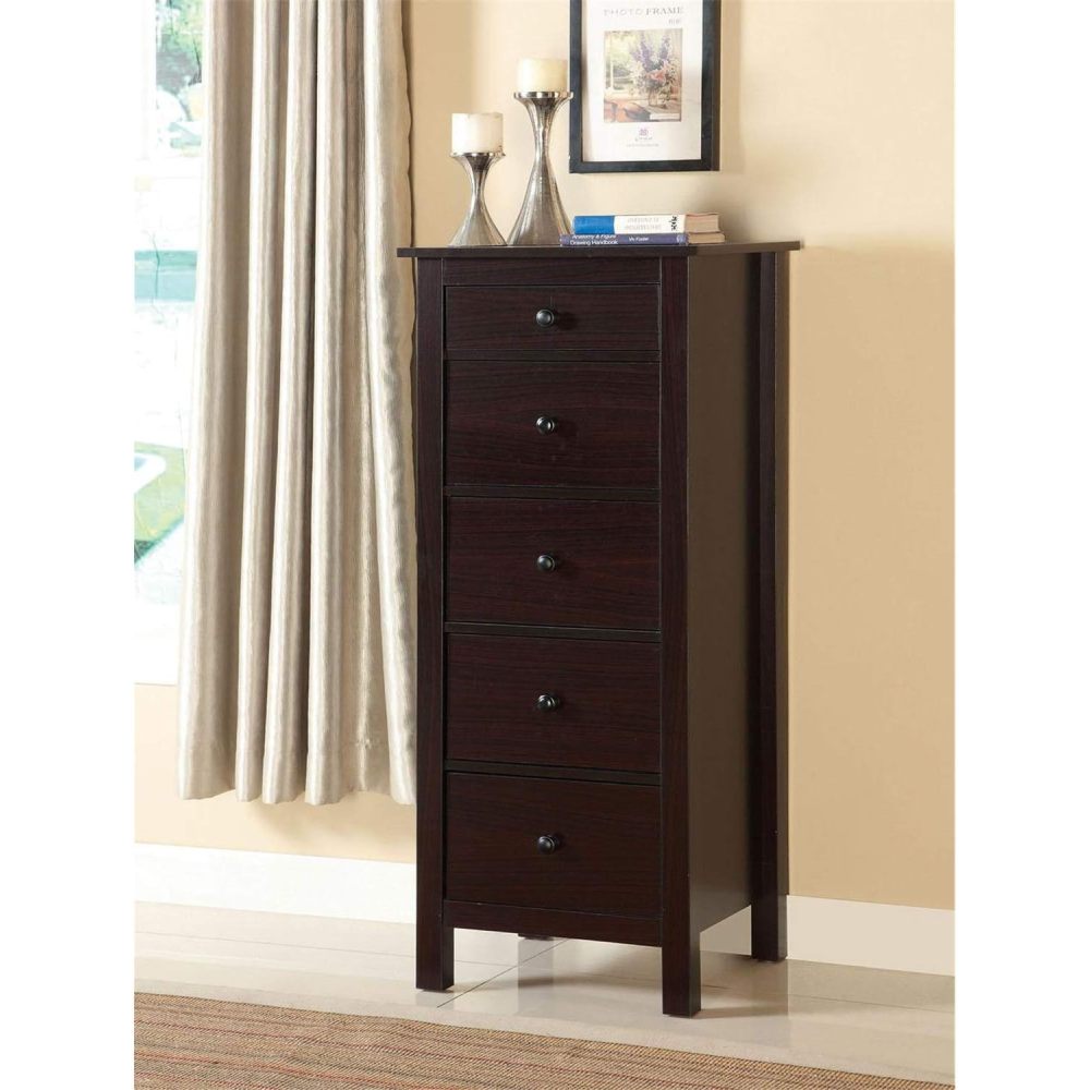 Transitional Espresso Compact Design 5-Drawer Chest Bedroom / Small Living Space Chest of drawers
