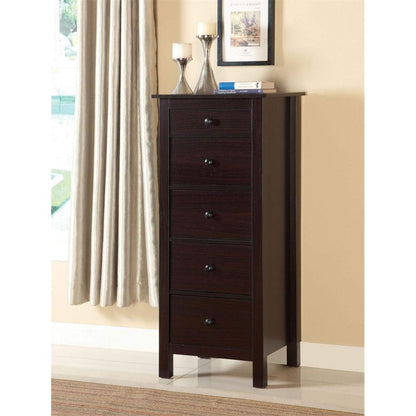 Transitional Espresso Compact Design 5-Drawer Chest Bedroom / Small Living Space Chest of drawers