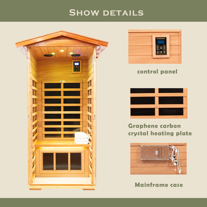 One person Far infrared Khaya outdoor sauna room