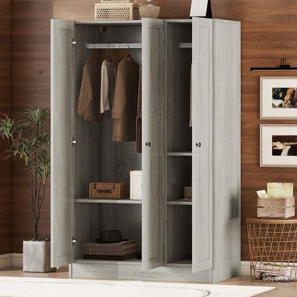 4-Door Wardrobe with 1 Drawer, Gray