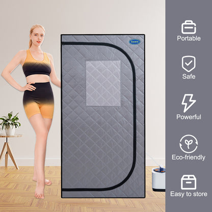 Portable Grey Mini Plus style Steam Sauna tent–Personal Home Spa, with Steam Generator, Remote Control, Foldable Chair, PVC pipes. Easy to Install,fast heating, with FCC & UL Certification