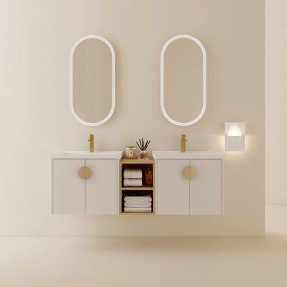 24 Inch Soft Close Doors Bathroom Vanity With Sink, For Small Bathroom,(KD-Packing)