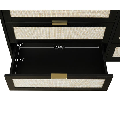 Modern 6 Drawer Dresser Wood Cabinet (Black)