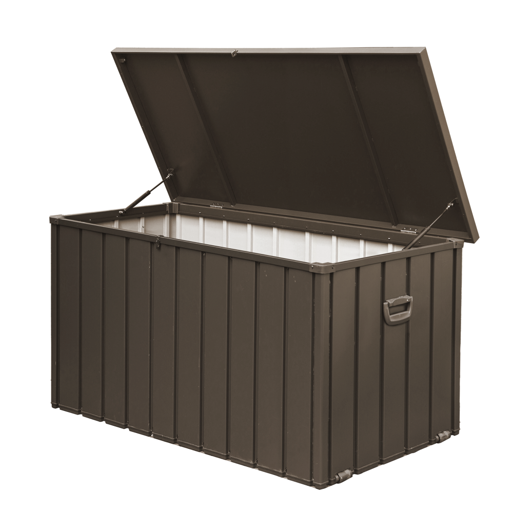 100 Gallon Outdoor Storage Deck Box Waterproof, Large Patio Storage Bin for Outside Cushions, Throw Pillows, Garden Tools, Lockable (Dark Gray)