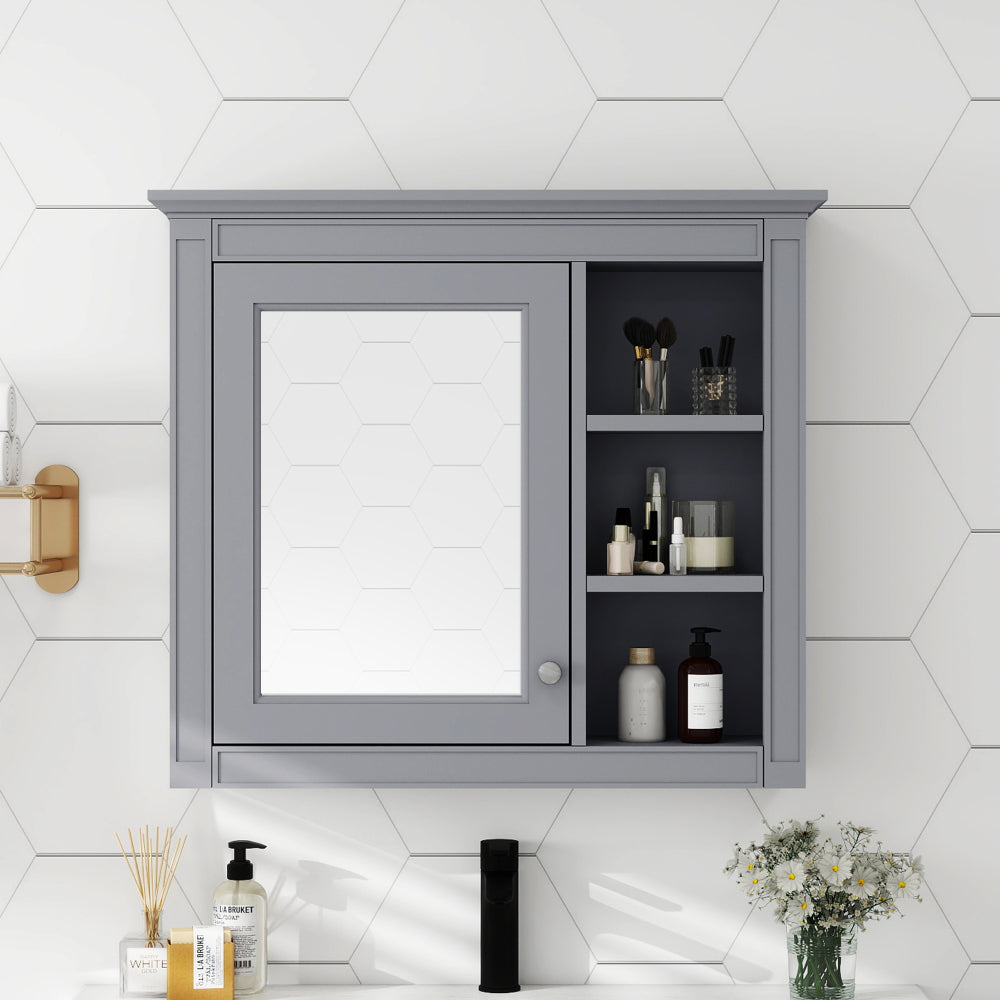 30'' x 28'' Medicine Cabinet, Wall Mounted Bathroom Storage Cabinet, Modern Bathroom Wall Cabinet with Mirror,Medicine Cabinet, Mirror Cabinet with 3 Open Shelves (Not Include Bathroom Vanity )