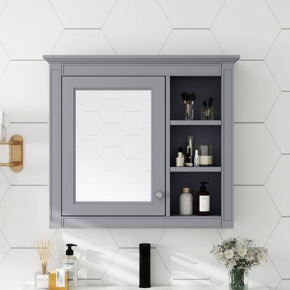 30'' x 28'' Medicine Cabinet, Wall Mounted Bathroom Storage Cabinet, Modern Bathroom Wall Cabinet with Mirror,Medicine Cabinet,  Mirror Cabinet with 3 Open Shelves (Not Include Bathroom Vanity )