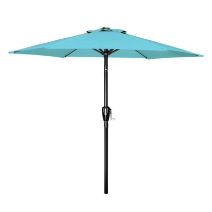 Simple Deluxe 9ft Outdoor Market Table Patio Umbrella with Button Tilt, Crank and 8 Sturdy Ribs for Garden, Red