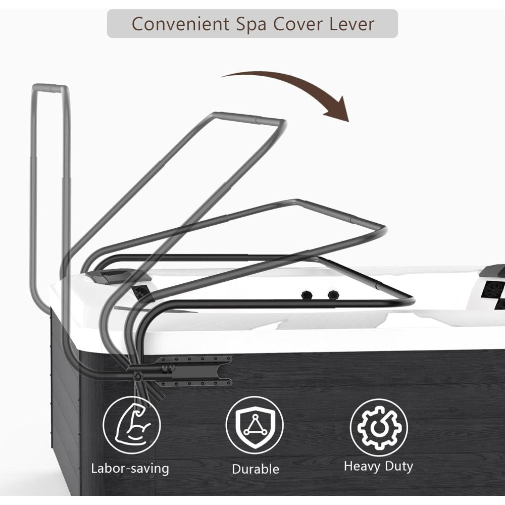 Hot Tub Cover Lift, Universal Spa Cover Lifts Side Mounted Cover Lifter with Adjustable Height Aluminum Reinforced Brackets Spa Cover Lever Lift Fits Most Spas & Hot Tubs