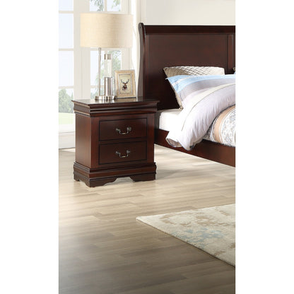 1pc Cherry Finish Five Drawers Louis Philip Chest Solid Wood Contemporary Sleek Ample Storage