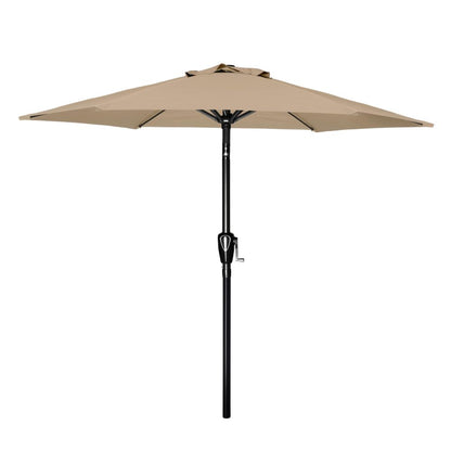 Simple Deluxe 9ft Outdoor Market Table Patio Umbrella with Button Tilt, Crank and 8 Sturdy Ribs for Garden, Red