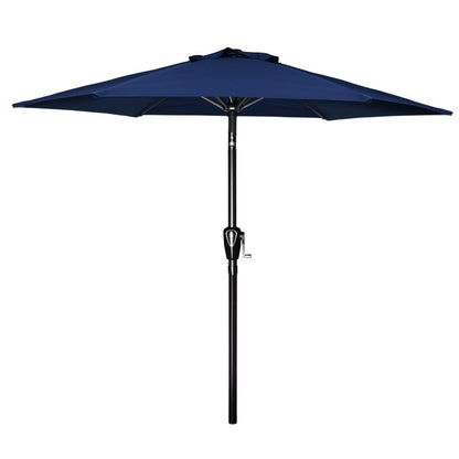 Simple Deluxe 9ft Outdoor Market Table Patio Umbrella with Button Tilt, Crank and 8 Sturdy Ribs for Garden, Red