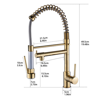 Commercial Kitchen Faucet with Pull Down Sprayer, Single Handle Single Lever Kitchen Sink Faucet Brushed Gold Faucet