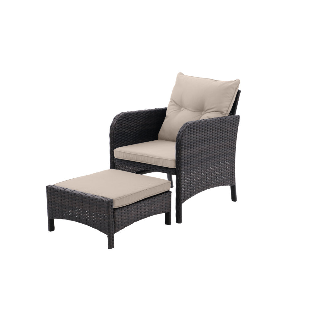 5 Piece Outdoor Patio Furniture Set,All Weather PE Rattan Conversation Chairs with Armrest and Removable Cushions,Ottomans and Storage Coffee Table for Poolside Garden Balcony Deck(Dust Grey)