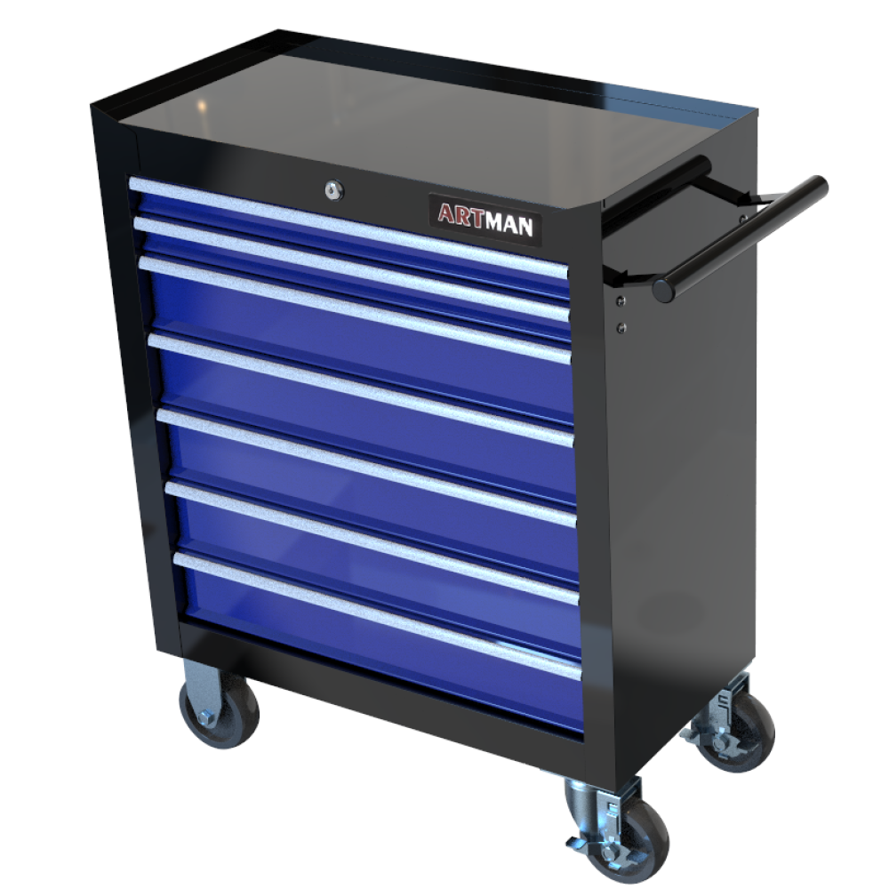 7 DRAWERS MULTIFUNCTIONAL TOOL CART WITH WHEELS-BLACK+BLUE