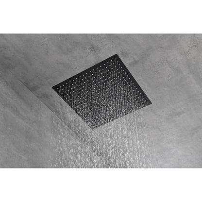 16 Inch Square Rain Shower Head Matte Black 304 Stainless Steel Showerhead