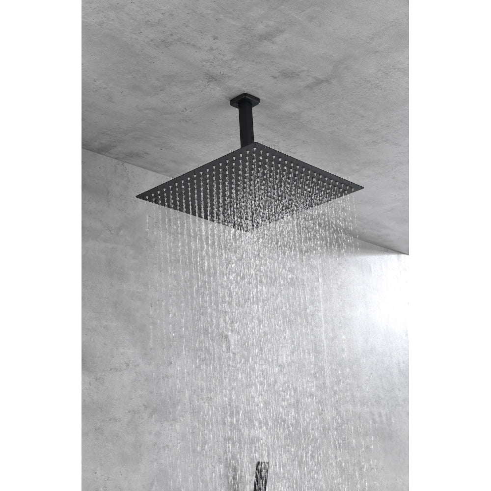 16 Inch Square Rain Shower Head Matte Black 304 Stainless Steel Showerhead