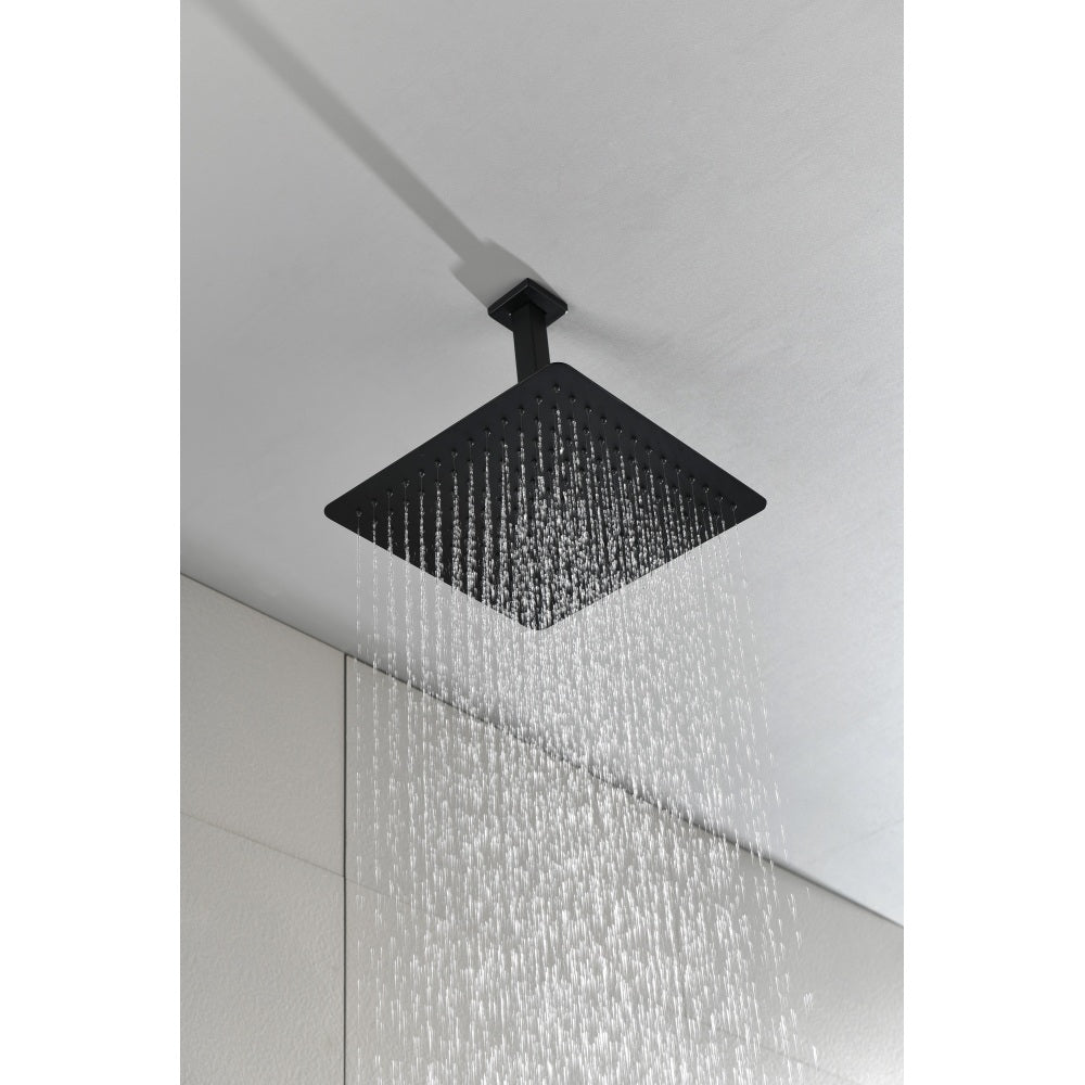 16 Inch Square Rain Shower Head Matte Black 304 Stainless Steel Showerhead