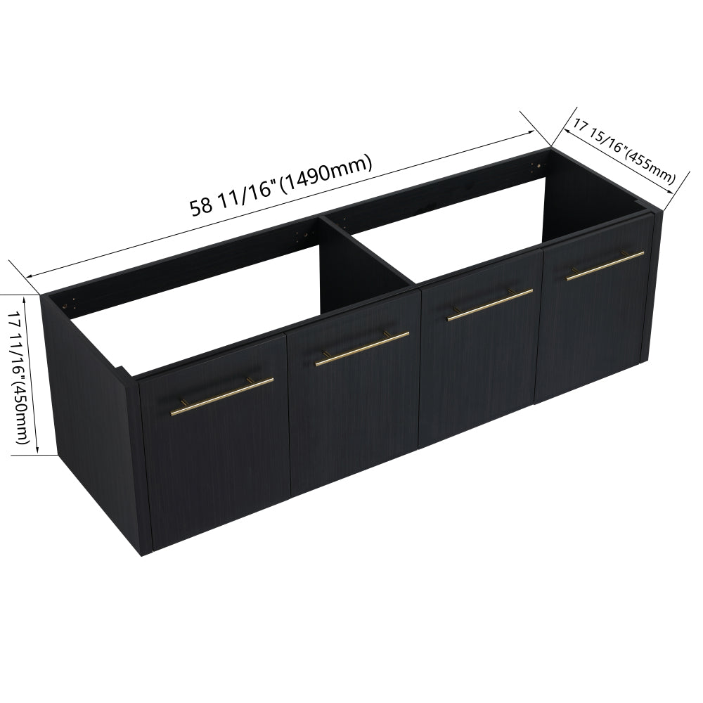 60 Inch Wall-mounted Bathroom Vanity (Only the Cabinet Body, No Top Sink)-BVB09160BCT