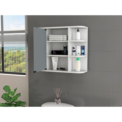 Valdez Medicine Cabinet With Six Shelves, Mirror Cabinet