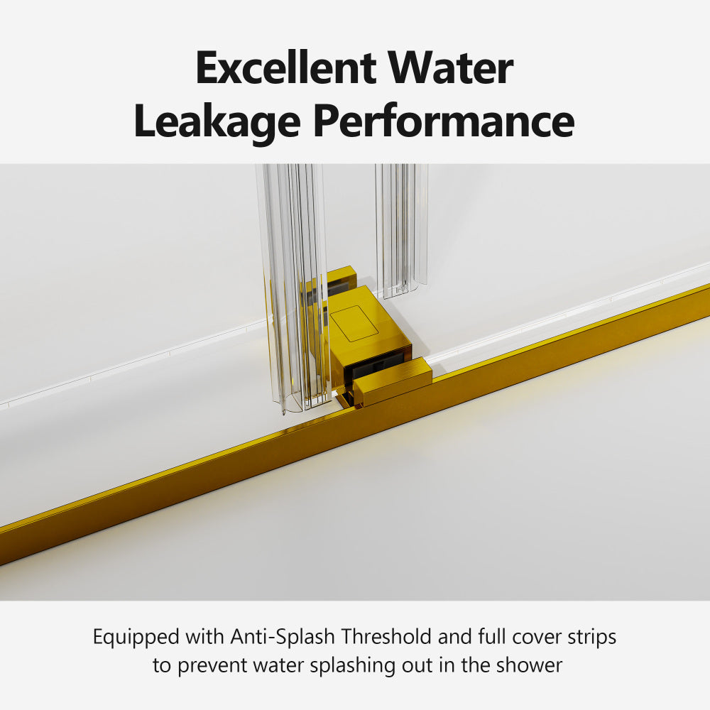 68-72 inches *76 inches  Frameless Double Sliding Soft-Close Shower Door, 3/8 inches (10mm) Thick SGCC Tempered Glass Door,  Brushed Gold