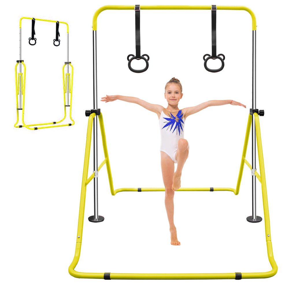 Green Multi-Functional Adjustable Height Children's Horizontal Gymnastic Bar With Bear Rings