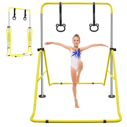 Green Multi-Functional Adjustable Height Children's Horizontal Gymnastic Bar With Bear Rings