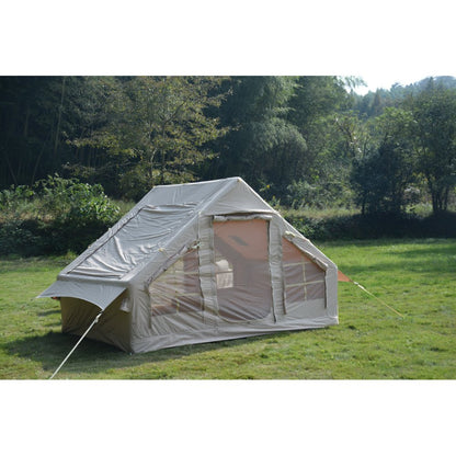 Inflatable Camping Tent Easy Setup 4 Season Glamping Tent with High Performance Inflatable Structure 4-6 Persons Waterproof Windproof Outdoor Self-Supporting Blow up Tent Air Tent Portable House Beige