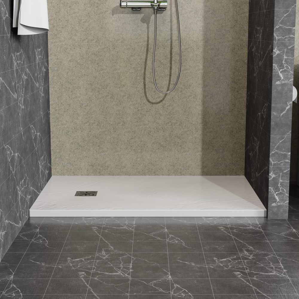 Goodyo 32"x48" White ABS & Acrylic Shower Base with Drain kit and Stainless Steel Cover