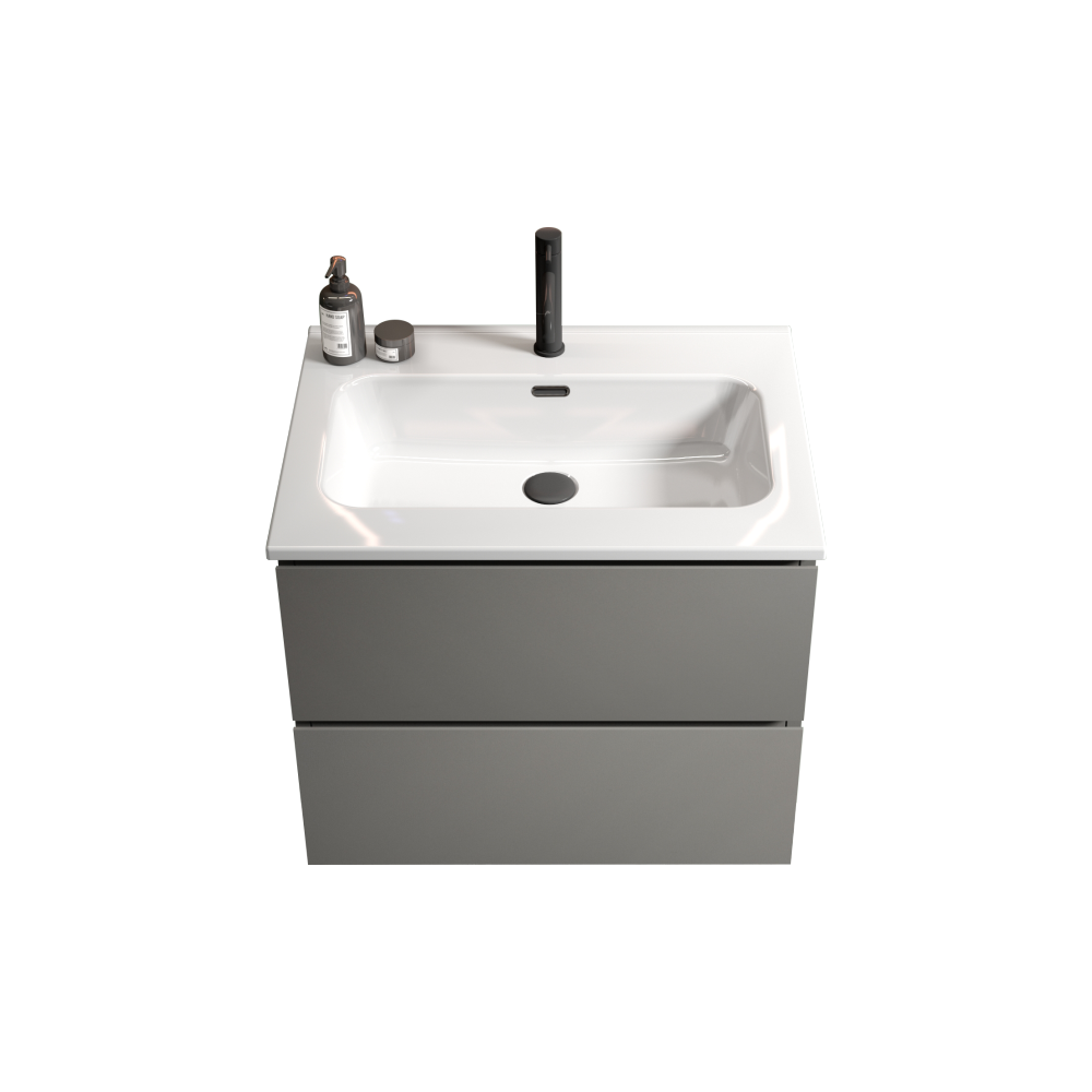 Wall Mount 24" Space grey  Bathroom Vanity with Ceramic Sink with one faucet hole, Large Storage Floating Bathroom Vanity for Modern Bathroom, Pre-assembled