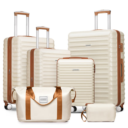 ABS Luggage Sets 6 Pieces, Expandable Suitcase Sets with Duffel Bags, Blue