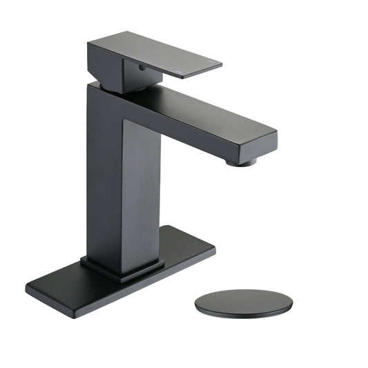 Bathroom Faucet Single Hole, Single Handle Stainless Steel Faucet for Bathroom Sink with Deckplate and Drain Assembly