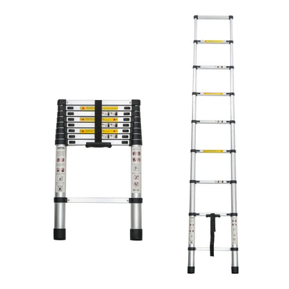 Telescoping Ladder 14.5FT, Telescopic Extension Ladder, Aluminum Alloy Folding Ladder Portable Multi-Purpose for Indoor Outdoor Work, Heavy Duty 300 lbs Load