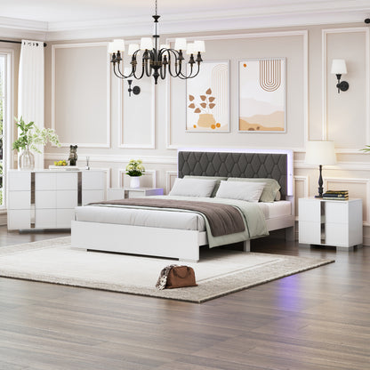 Elegant Modern Dresser with Metal Handle,Mirrored Storage Cabinet with 6 Drawers for Bedroom,Living Room,Grey