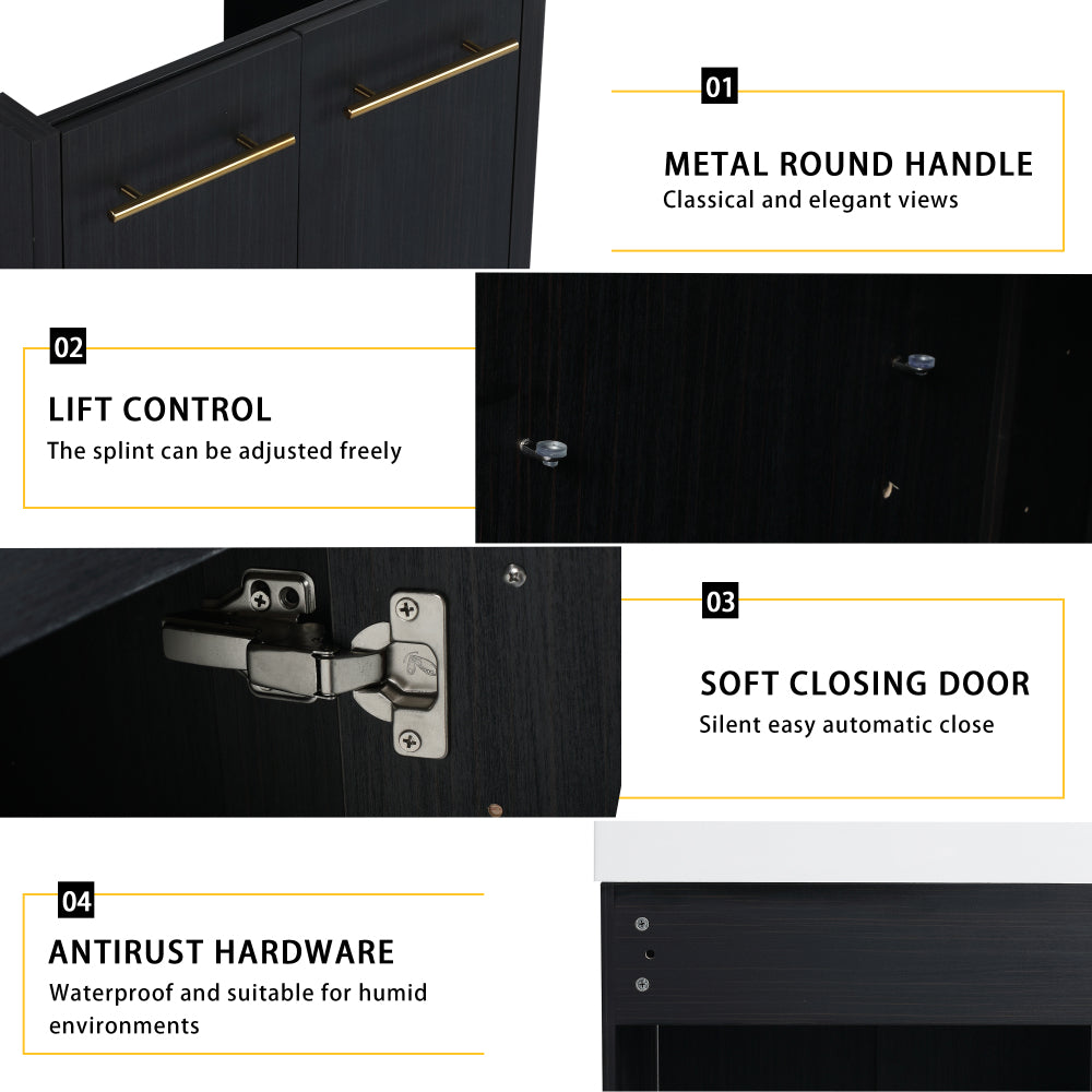 24 Inch Freestanding Bathroom Vanity (Without Top Sink)-BVB09224BCT