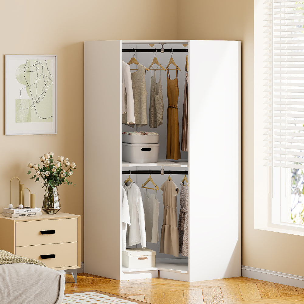Polygon Corner Wardrobe, Natural