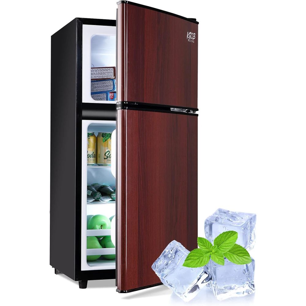 3.5Cu.Ft Compact Refrigerator Mini Fridge with Freezer, Small Refrigerator with 2 Door, 7 Level Thermostat Removable Shelves for Kitchen, Dorm, Apartment, Bar, Office Black