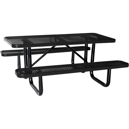 Round Outdoor Steel Picnic Table 46" with umbrella pole,Black