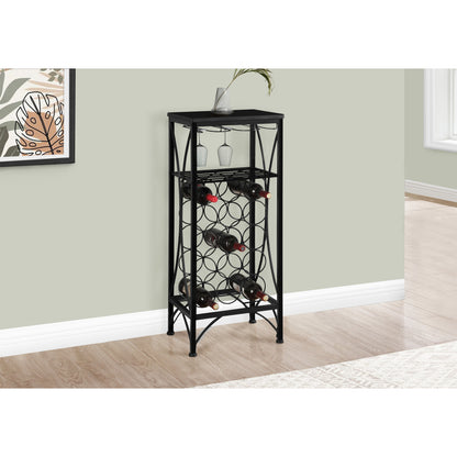 Home Bar, Wine Rack, Black Metal, Transitional