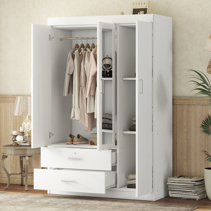4-Door Wardrobe with 1 Drawer, Gray
