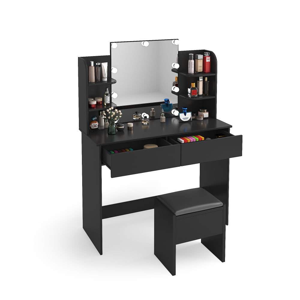 Black modern simple hair desk, multi-layer storage, large storage space
