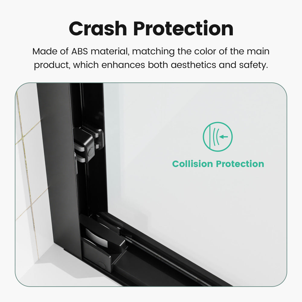 56"-60"W*70" H  Semi-Frameless Double Sliding Shower Door, Bypass Shower Door, 1/4" (6mm) Thick SGCC Tempered Glass Door,  Matte Black