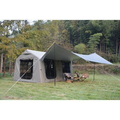 9.8 x13ft with canopy, Inflatable Camping Tents with Hand Pump, Air Glamping Tents,  Easy Setup Waterproof and Windproof Blow up Tent  Army green
