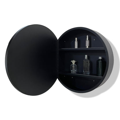 31x21 inch Oval Black Metal Framed Wall mount Bathroom Medicine Cabinet with Mirror